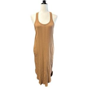 Aerie Ribbed Racerback Midi Dress Camel Brown Cotton Stretch Size Small